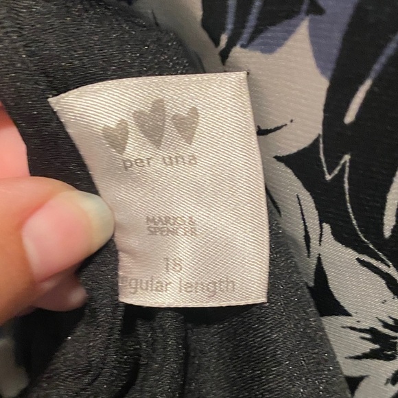 Per Una Blue and Black Floral Midi Dress Size 18 - Picture 8 of 9